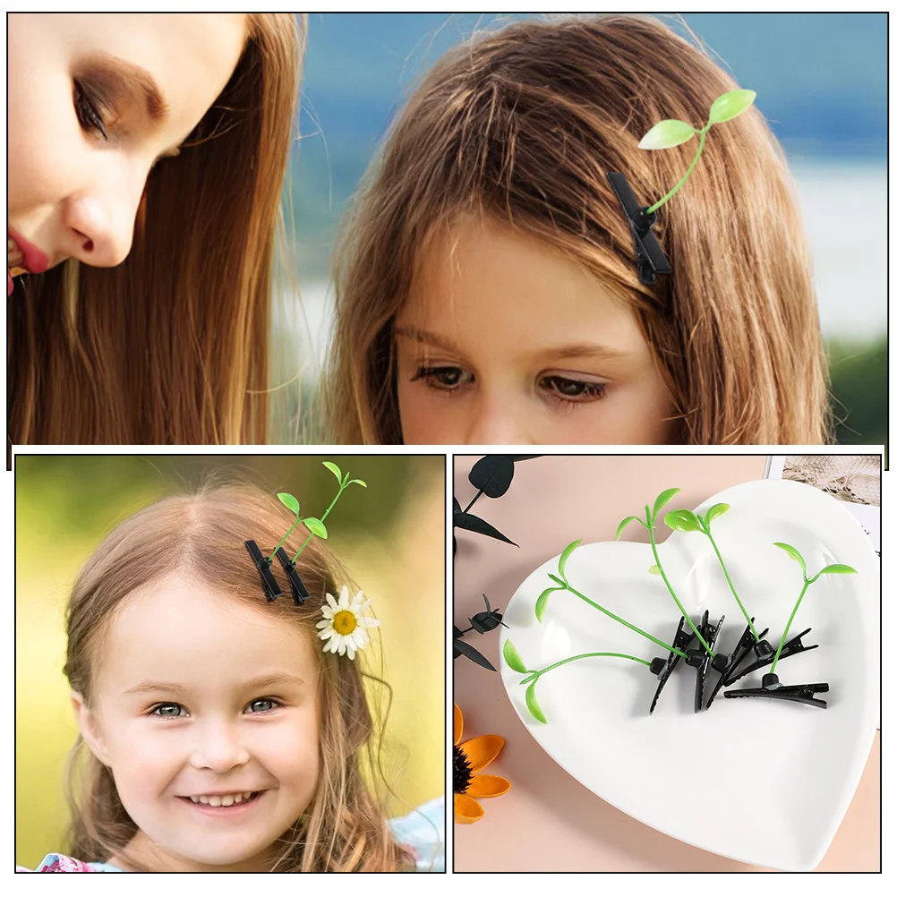 60 Pcs Bean Sprouts Hairpin Clip Plant Barrettes Claw Clips for Kids Small Perlite Plants Fun Grass Cute Mini