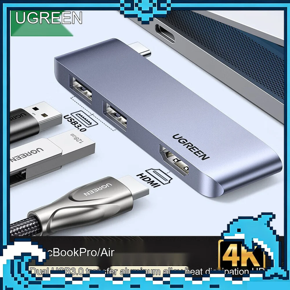 UGREEN 60567 CM263 USB C Hub 3 in 1 with 4K HDMI USB 3.0 Type C Adapter Dock for MacBook Pro Air Laptop Tablet Phone