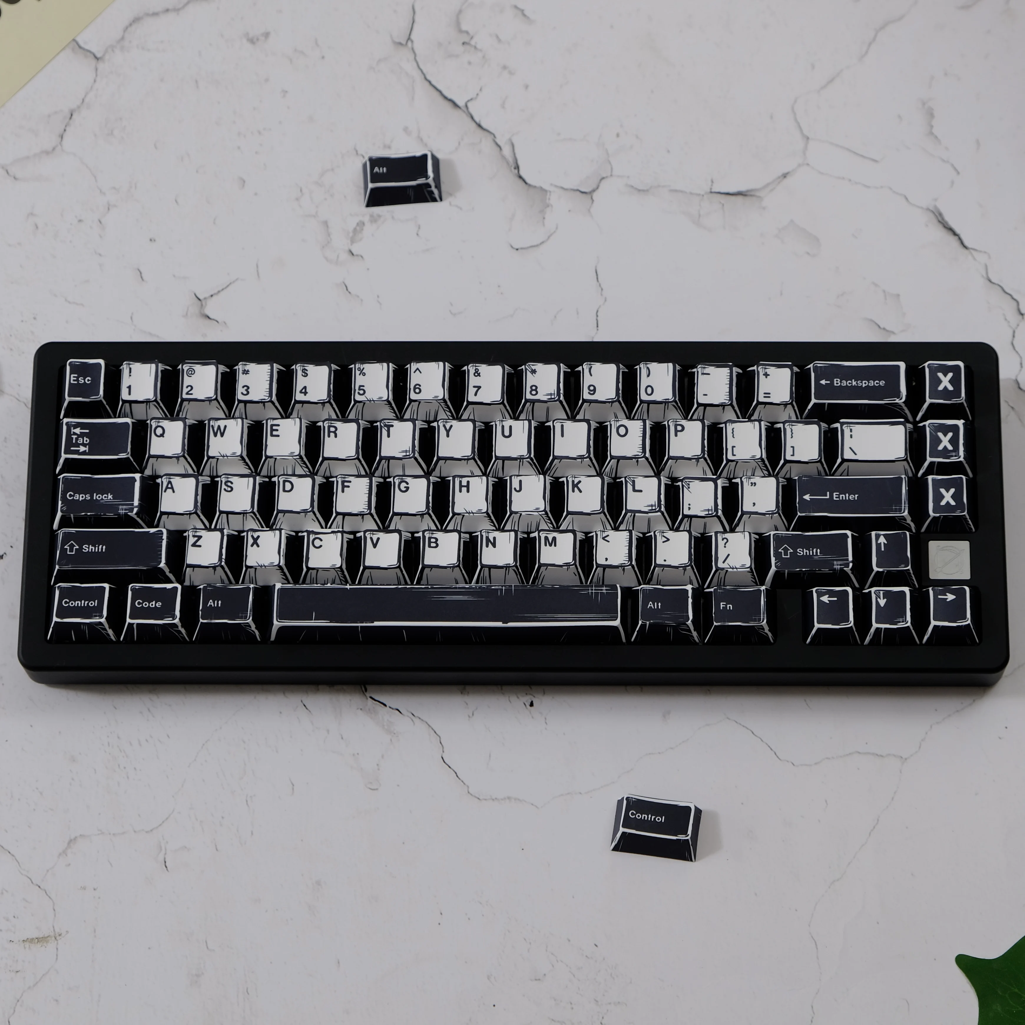 

Cartoon black and white keycaps original height PBT five-sided sublimation step from magnetic axis wooting F99 win60