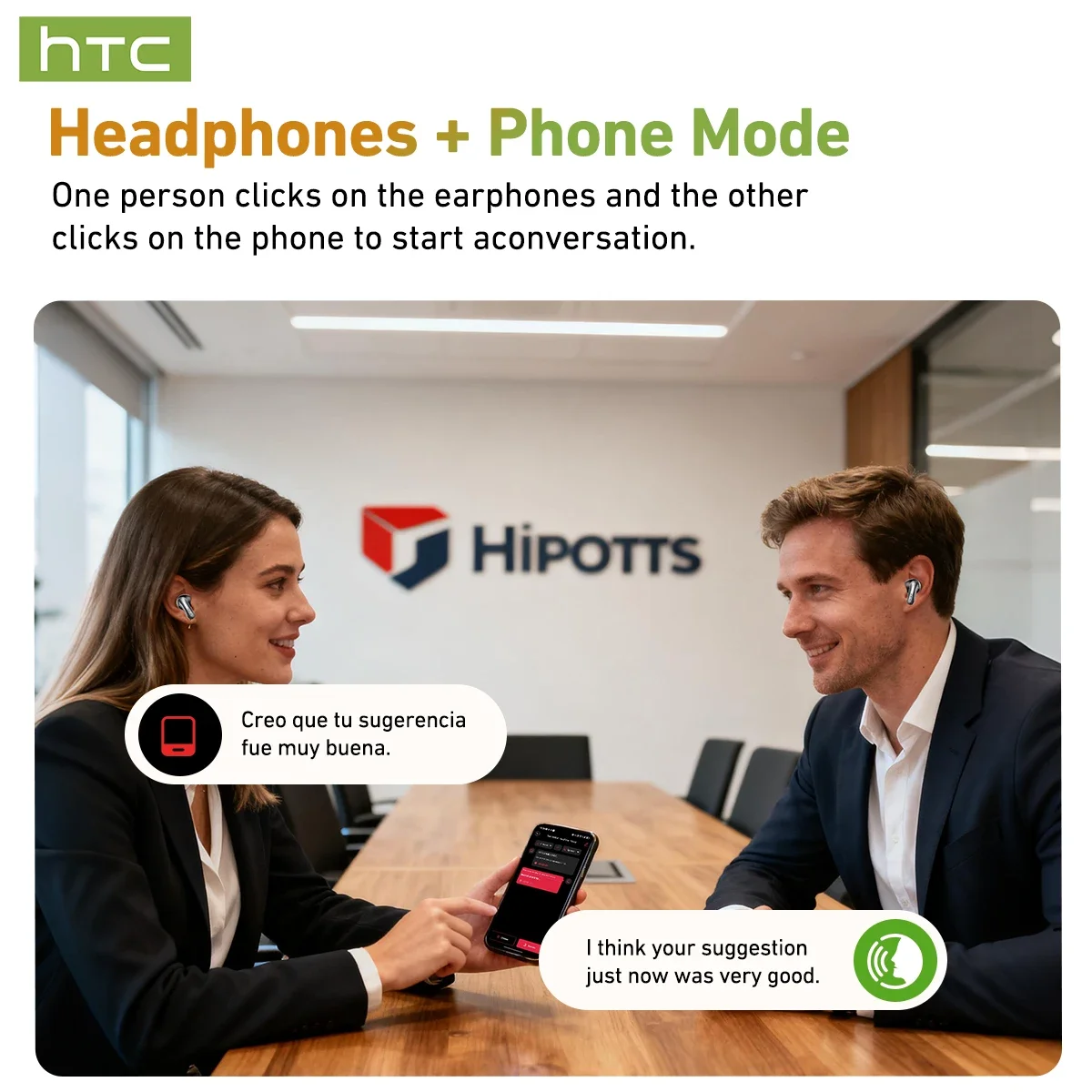 HTC NE48 سماعات بلوتوث AI TWS شاشة تعمل باللمس سماعات لاسلكية رياضية AI مترجم سماعات أذن ذكية Activebuds