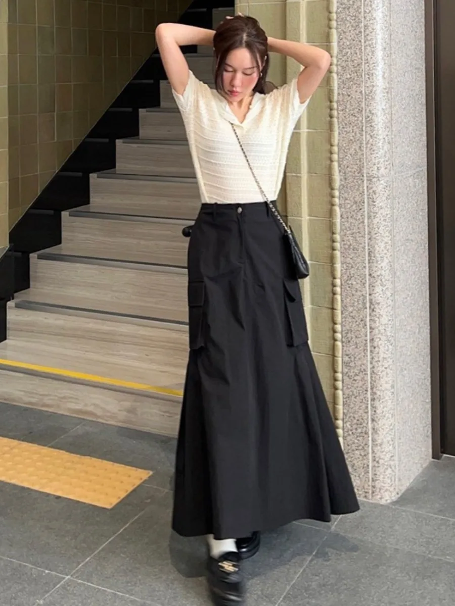 

Korean Sle Knitted ort Sve Hoodie Women's Pure Color Overhead Top Summer New Design Versatile Hollow out Design