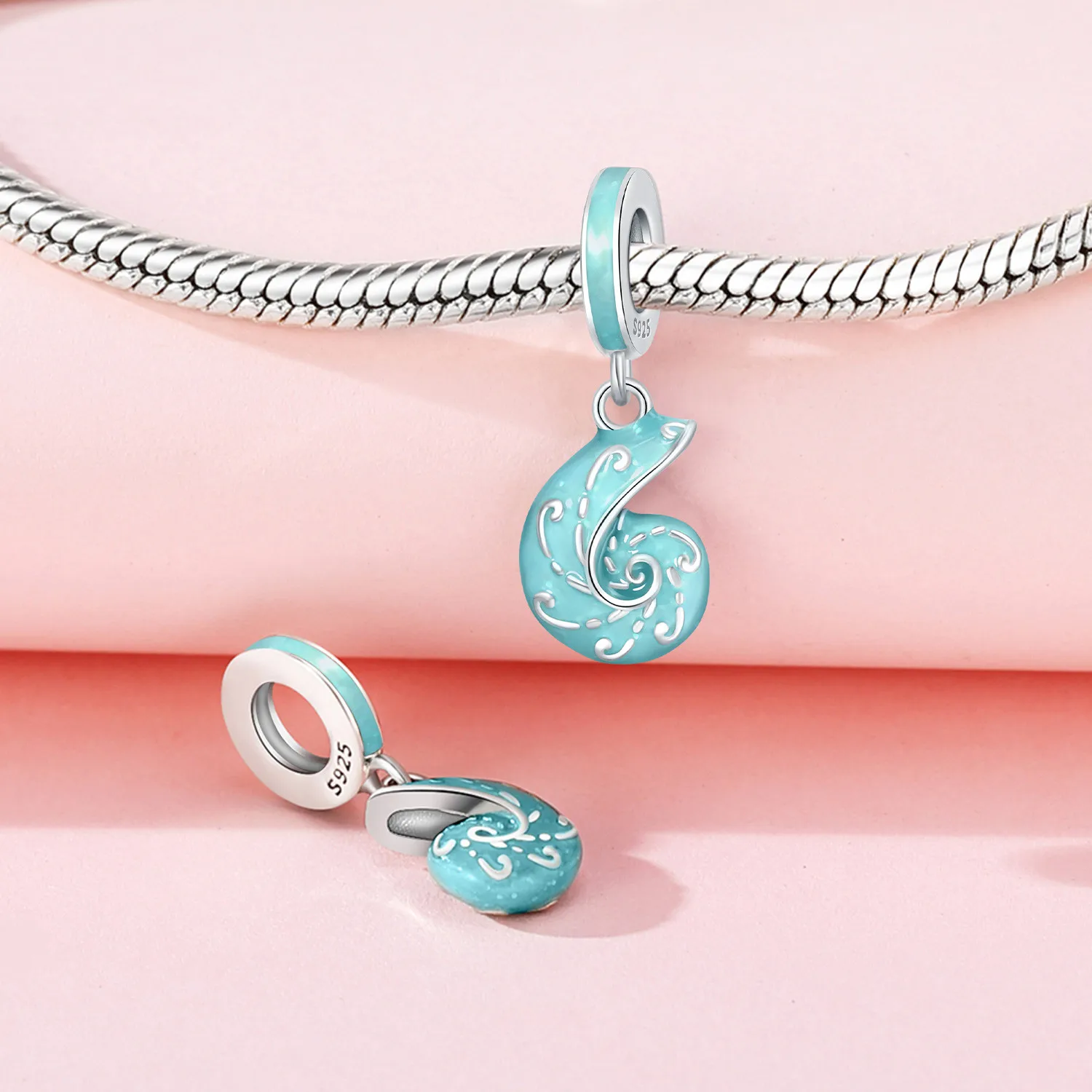 Cycuff 925 Sterling Silver Warm Change Conch Bead Original Pendants Bracelet Necklace Charm Jewelry Party DIY Trendy Gifts