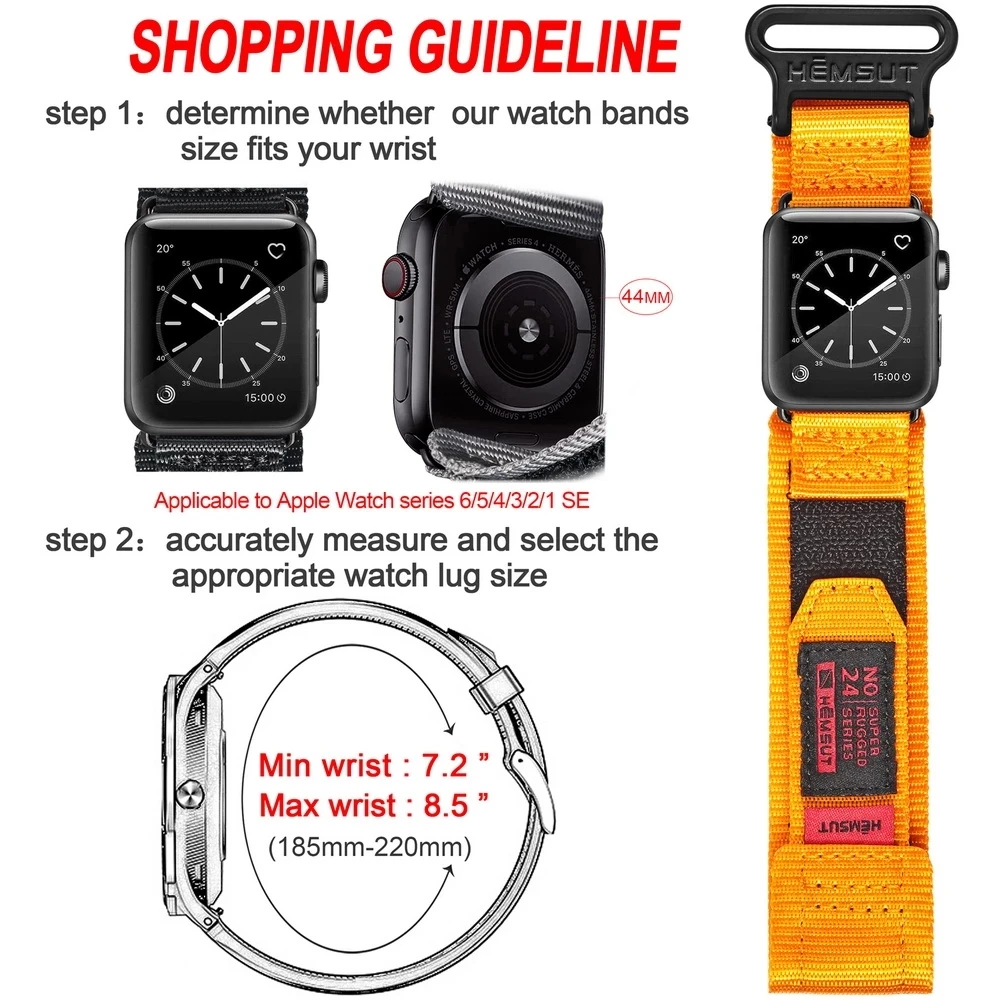 HEMSUT For Apple Watch Band 38 41 42 45MM Sport Nylon Wrist Straps For Ultra 49MM Mini Band 4 Iwatch 7 5 6 Se 2 3