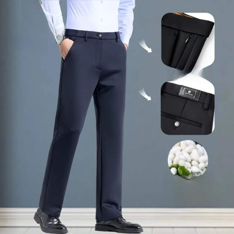 

Мужские повседневные брюки Pierre Cardin из смесового шелка, прямого кроя, с защитой от потертостей, длинные, для офиса