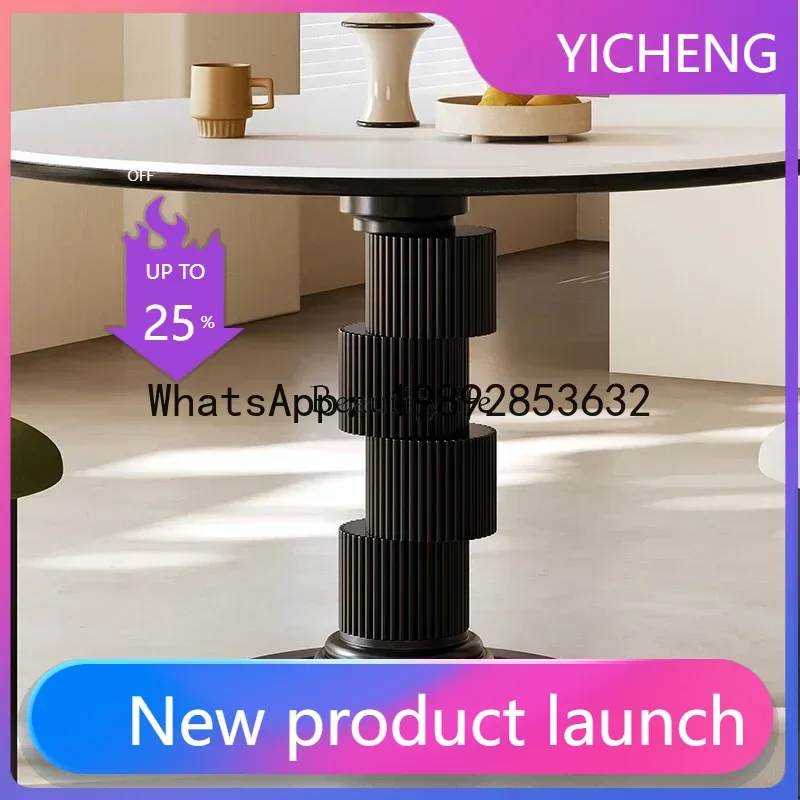 

retro round dining table modern simple Nordic small apartment household rock slab dining table