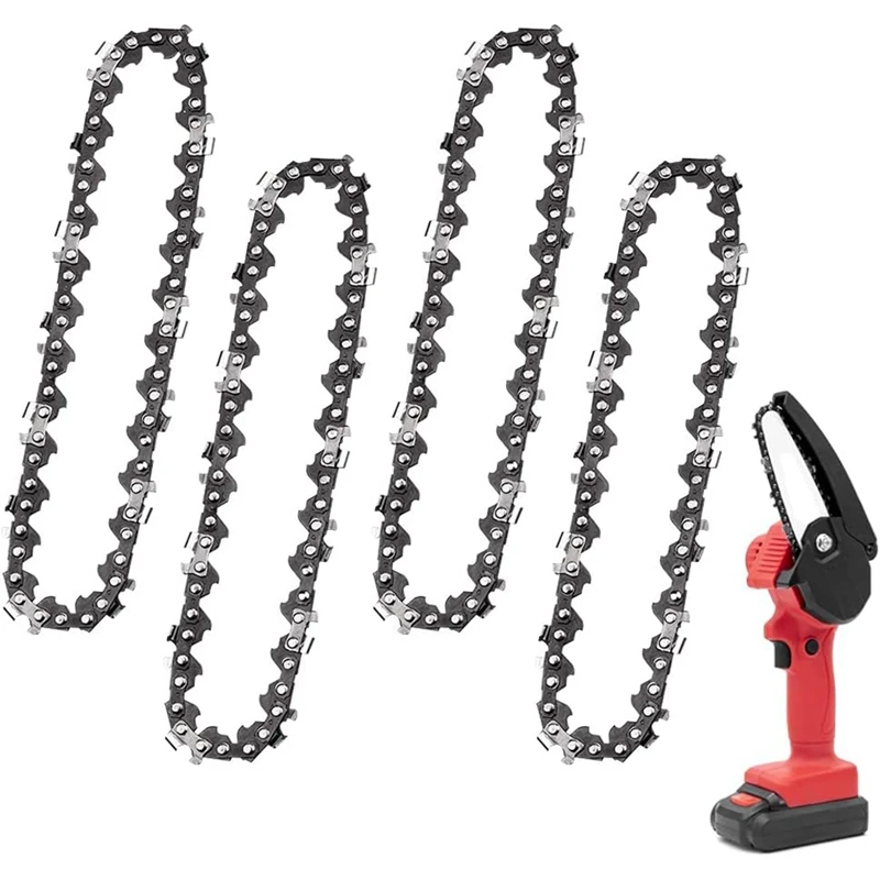 4Pcs Mini Chainsaw Chain 4 Inch Guide Saw Chain 1/4 LP Pitch, 28 Sections For Electric Protable Handheld Chain Saw Durable