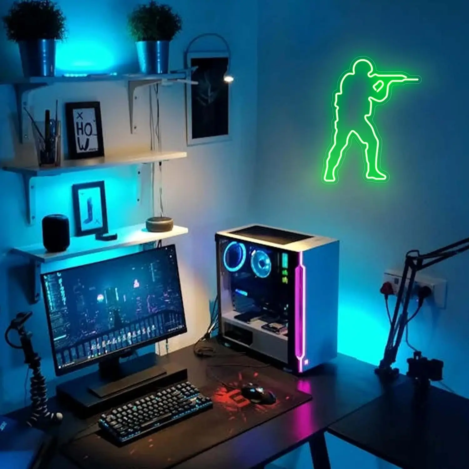 Csgo Gun Game Sign for Gamer Room Decor,Dimmable LED Neon Light Sign for Wall Decor, Gaming Room Decorations, Bedroom, Gifts