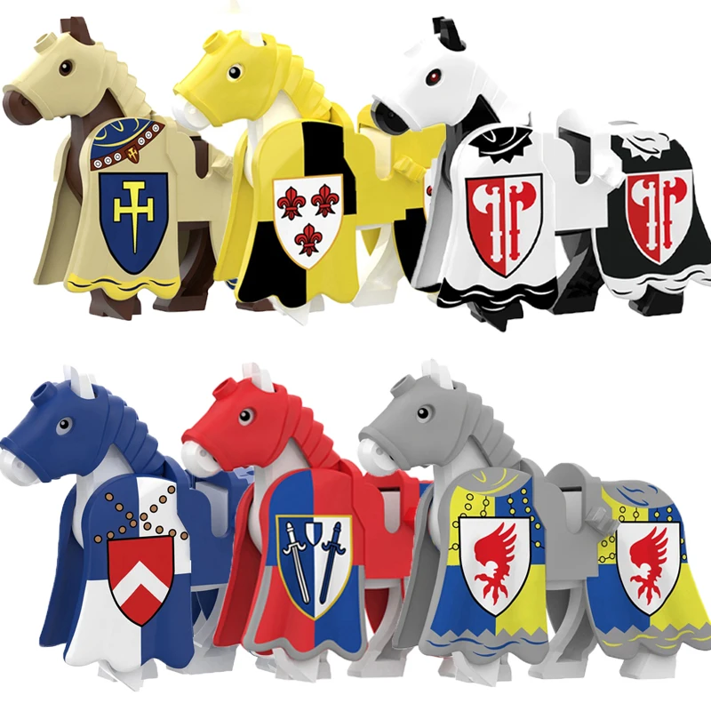 Military Building Blocks Solider Figures Gifts Toys Weapons The War of Roses Medieval Teutonic Knights War-horse Shield Helmet