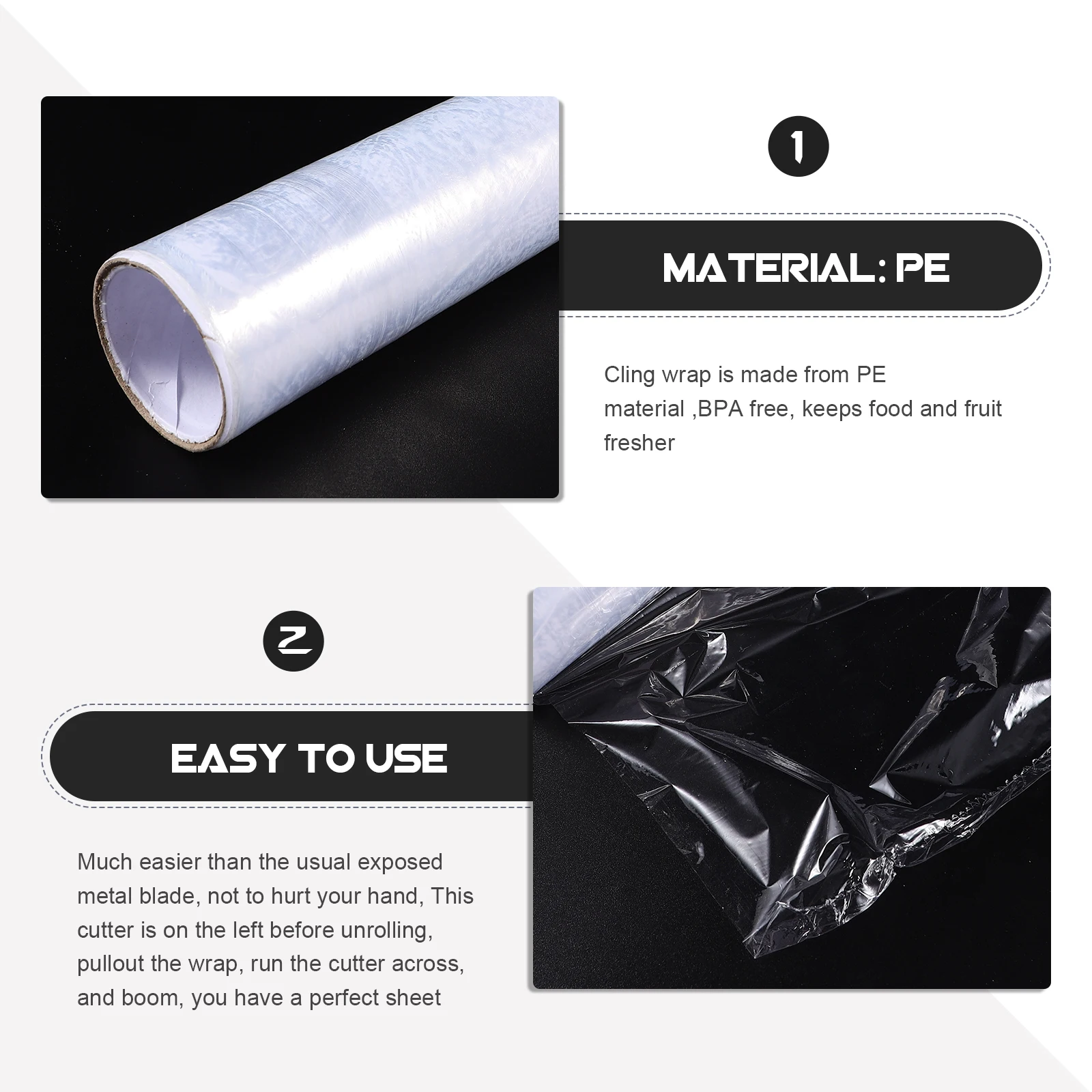 

1pcs 1 Roll Cling Food Cling Pe Material Bpa Free Clear Wrap Film Film Slide Cutter Food Save Wrap 2000X30Cm