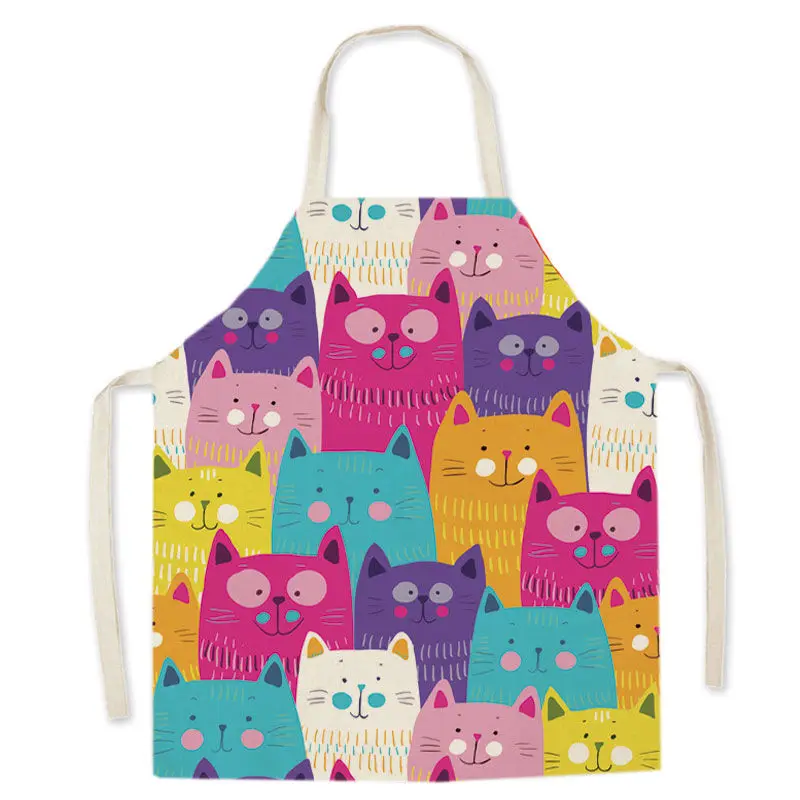 

Cute Cat Apron Colorful Cat Aprons Kitchen Bbq Apron Household Merchandises Waterproof Accessories Aprons Gift for Kids Adult