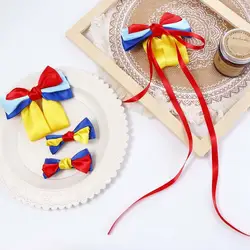 Cute Hair Accessories Snow White Princess Bow Ribbon Blue Yellow Red Headwear Bow Hair Clips Hairpins Korean Style Barrette