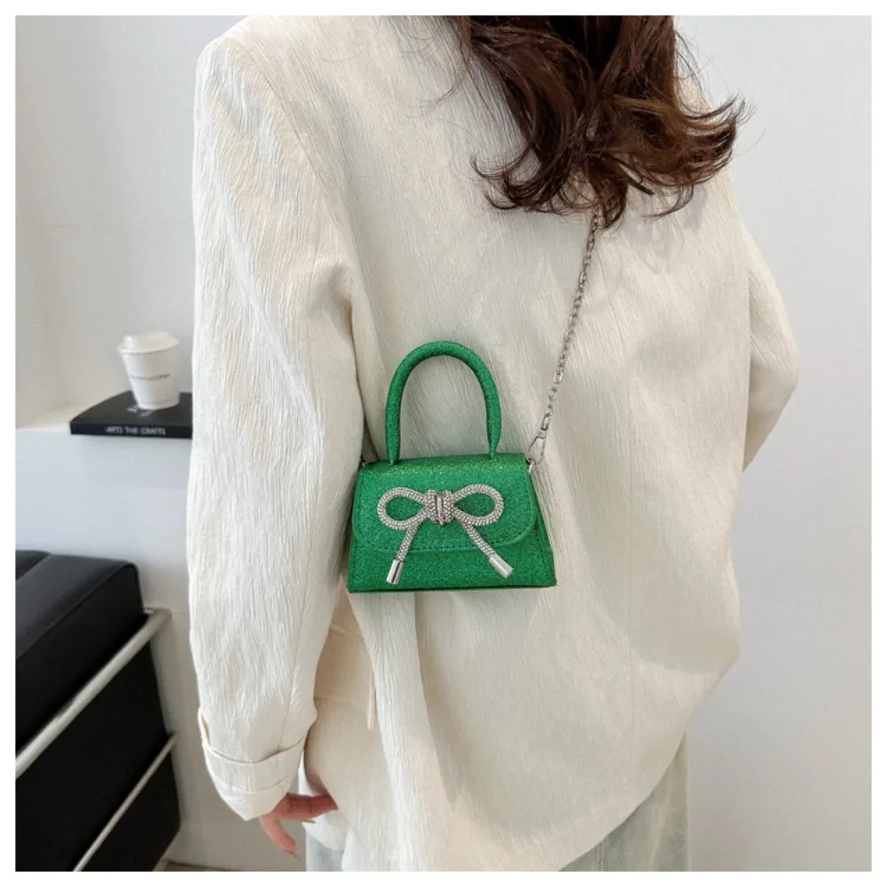 Women Bow Shoulder Bag New Solid Color Popular Messenger Bag Trendy High Capacity Mini Handbag