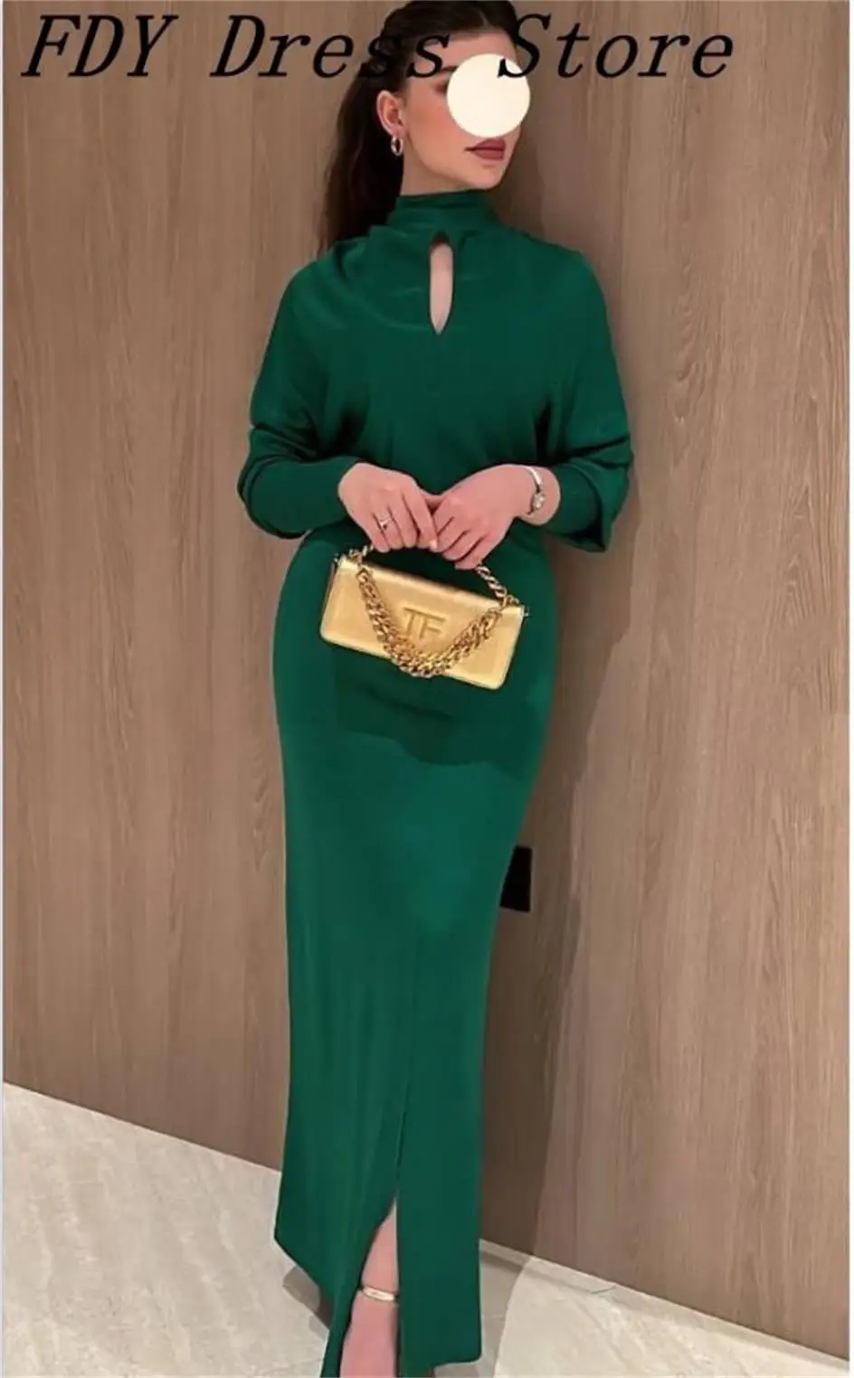 

Vintage Mermaid Prom Dresses Long Sleeves High Neck Evening Dresses Ankle Length Elegant Party Dresses vestidos de fiesta