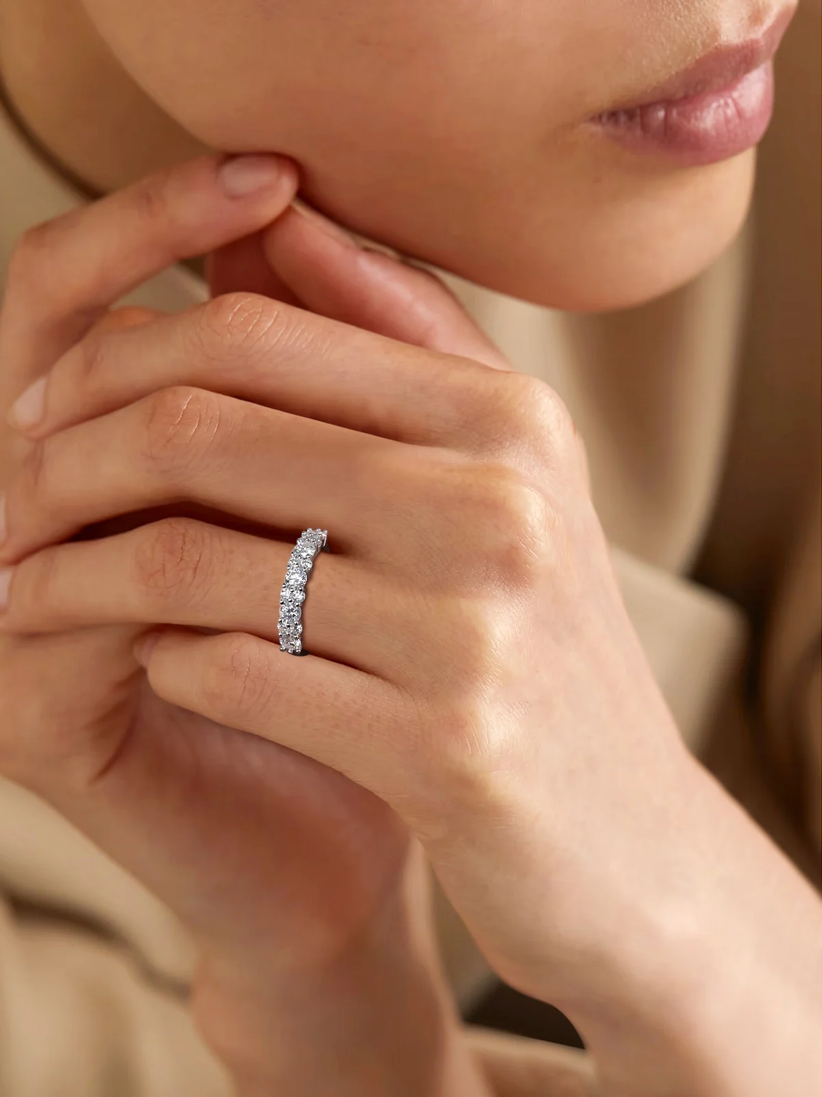 TYYL 3.5mm D Color Moissanite Wedding Band Women Ring White Gold Plated 925 Silver Half Row Eternity Rings For Men Gift Jewelry