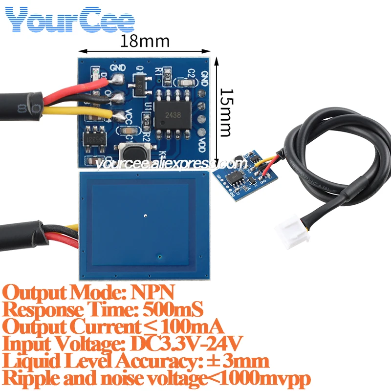 2pcs/1pc Non contact water level detection sensor module NPN Output mode touch switch liquid sensor Response time 500mS