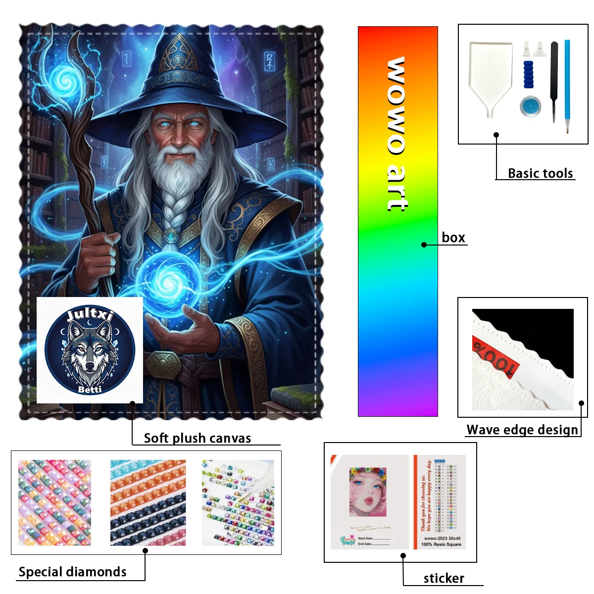 

【Betti_ Diamond Art】Magic Grandpa Crystal AB Rhinestone FD Rhinestone Perfect Resin Diamond