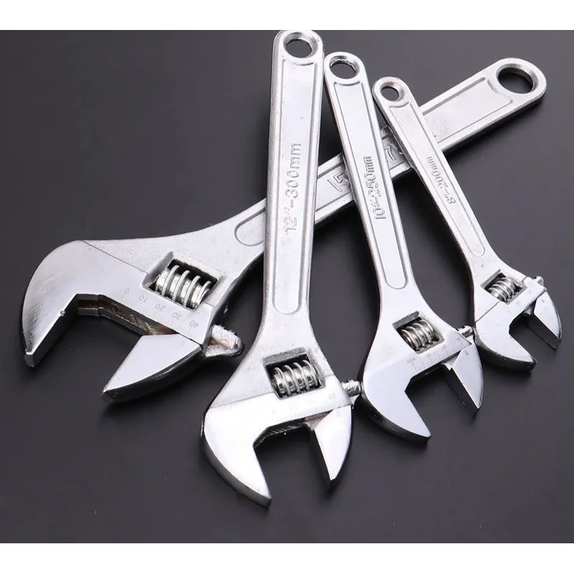 6/8/10/12/15 inch Adjustable Wrench Large Openin Long Handle Universal Spanner Clamp Steel Mechanical Workshop Hand Repair Tools
