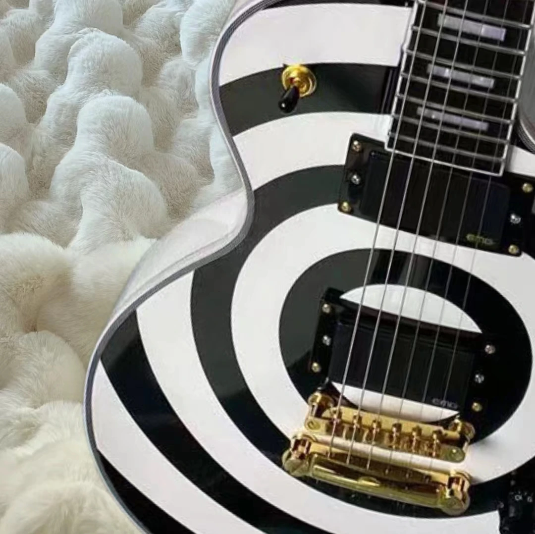 Zakk Wylde bullseye & Black Electric Guitar EMG 8185 Pickups Gold Truss Rod Cover White MOP Block Fingerboard Inlay 589