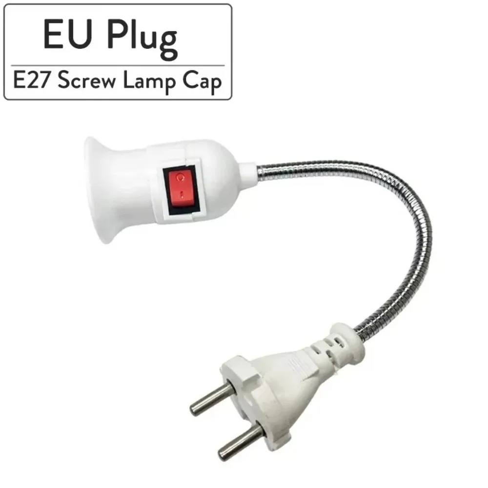 EU Plug E27 Lamp Base with Switch Plug Switch Adjustable Flexible Light Holder Energy Saving Universal Hose Swivel Lamp Bedroom
