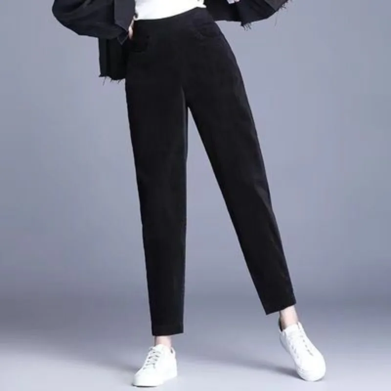 ​ ​ กางเกงขายาวผ้าลูกฟูกบุขนสำหรับผู้หญิง สไตล์วินเทจ ทรงขากว้าง ใส่สบาย เหมาะกับฤดูหนาว