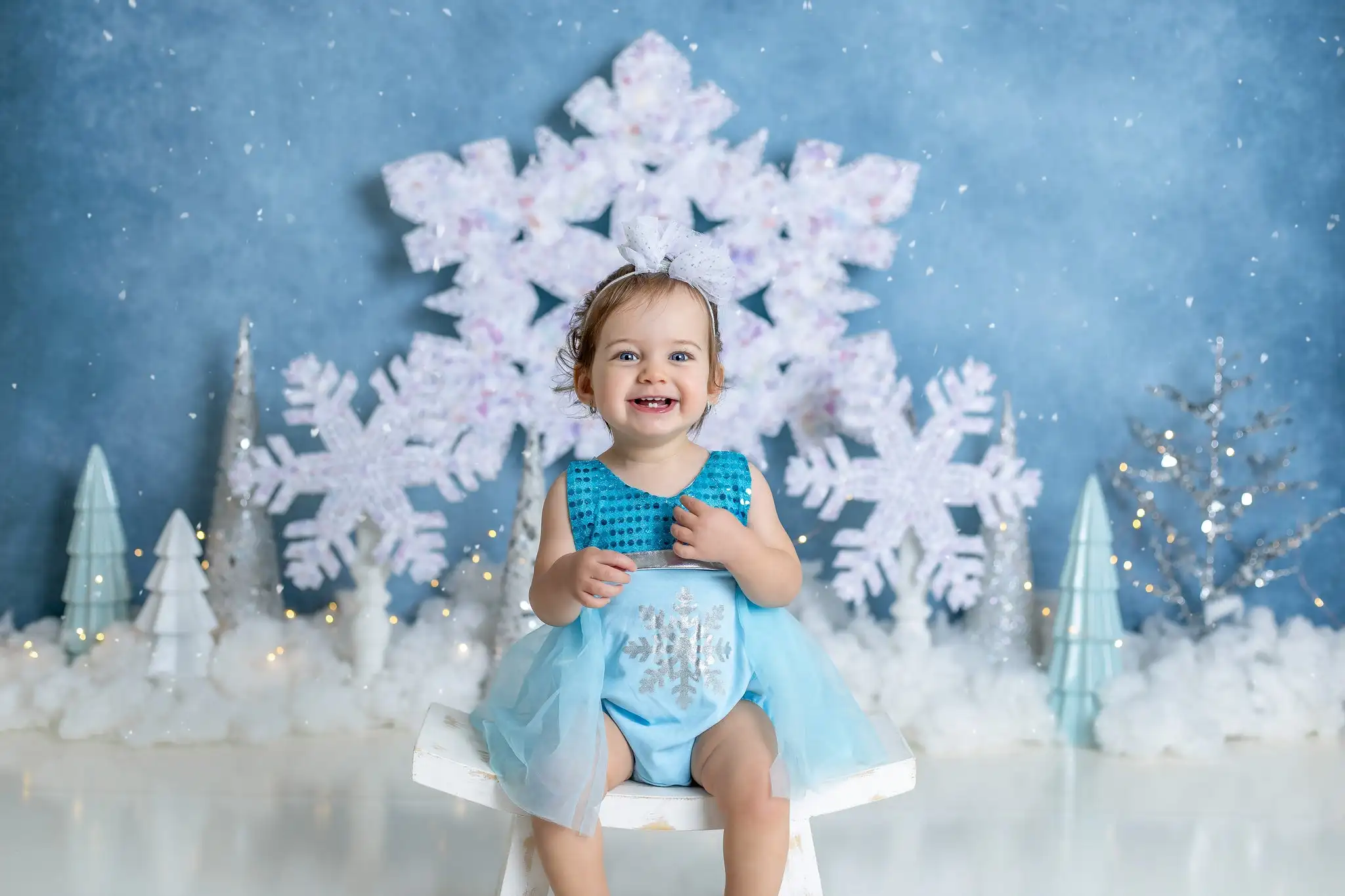 Snowy Glittery Flakes Trees Backdrops Winter Kids Photography Child Baby Birthday Cake Smash Photocall Snowflake Backgrouds