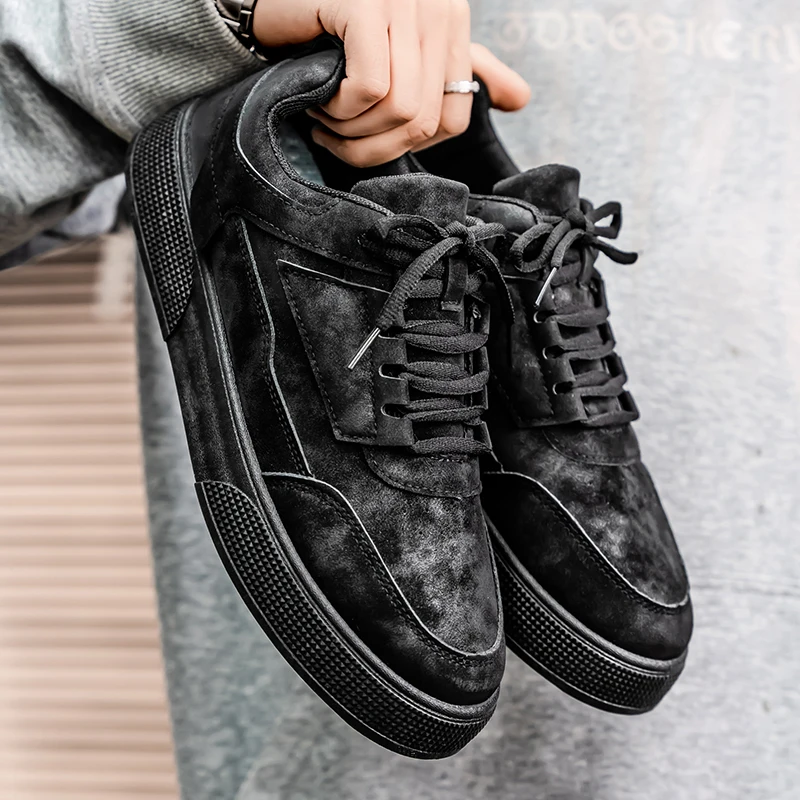 Spring Summer Simple Men Canvas Flat Shoes Lace Up Cloth Soft Insole Wear Resistant  Sole Versatile Male Street Walking Shoes