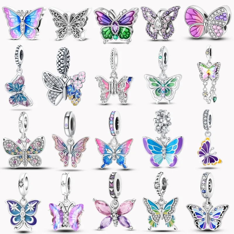 

Модный кулон серии «Бабочка» из чистого серебра 925, женский оригинальный браслет, подарок для изготовления ювелирных изделий своими руками