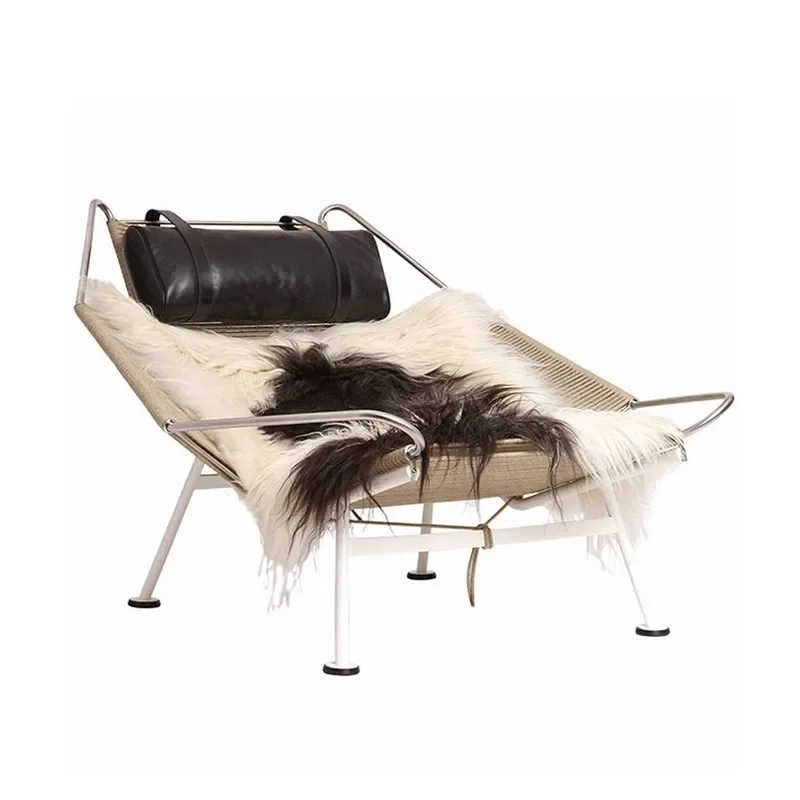 

Flag rope chair creative leisure chair minimalist hand woven seat single chair