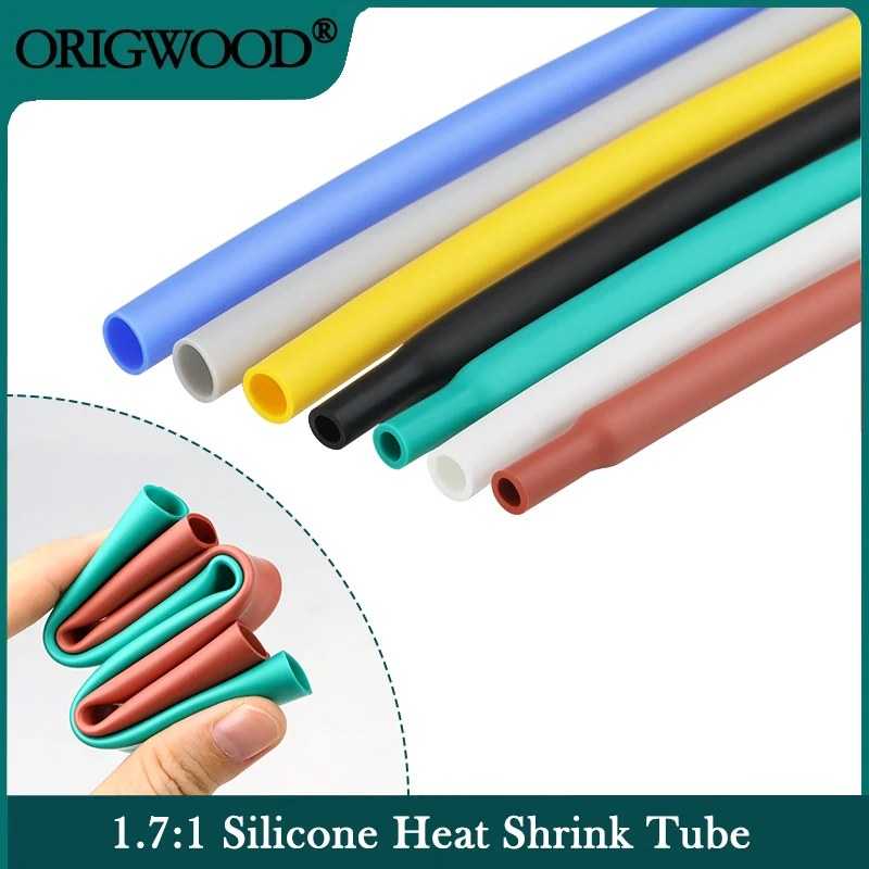 

1~10mm Insulated Sleeve 1.7:1 Shrink Ratio Silicone Heat Shrink Tube Heat-resistant Sleeving Wire Cable Protect Wrap 1~10Meters