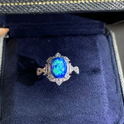 Natural Opal Ring Female Engagement Wedding Promise Ring 925 Silver Feminine Party Jewelry Gift 8*10mm