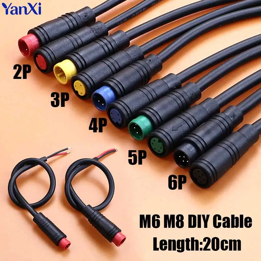 Image of M6 M8 Wasserdichter 2/3/4/5-poliger Steckverbinder 6mm 8mm Stecker-Buchse Julet Sensor Elektrofahrrad Stoßverbinder DIY Kabel