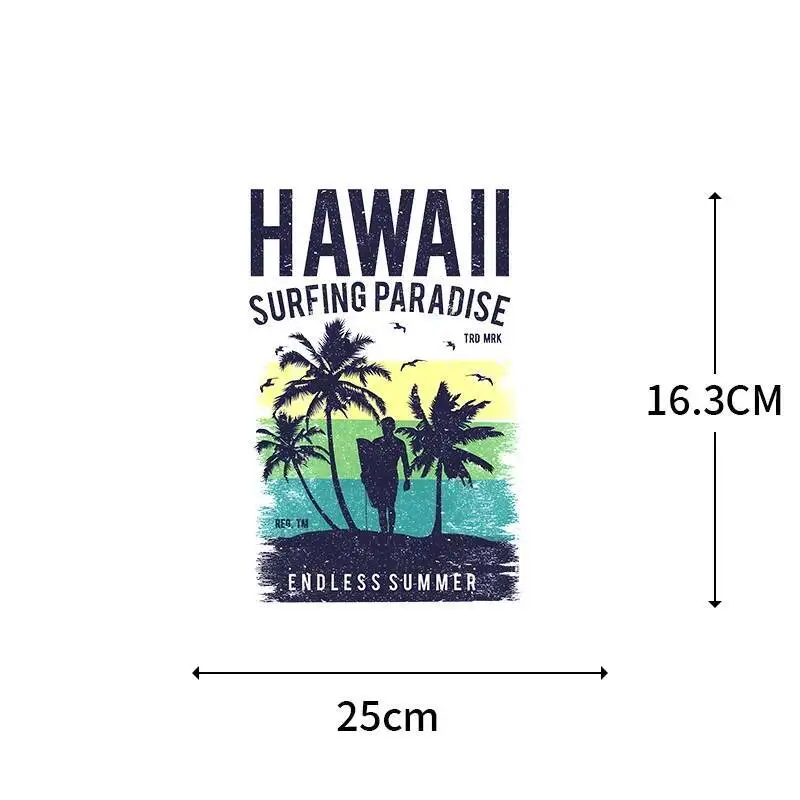 25CM Summer Palm Tree Iron-On Transfers For Clothing Heat Transfer Diy Hoodies Clothes Stickers Stickers On The Fabric Man Woman