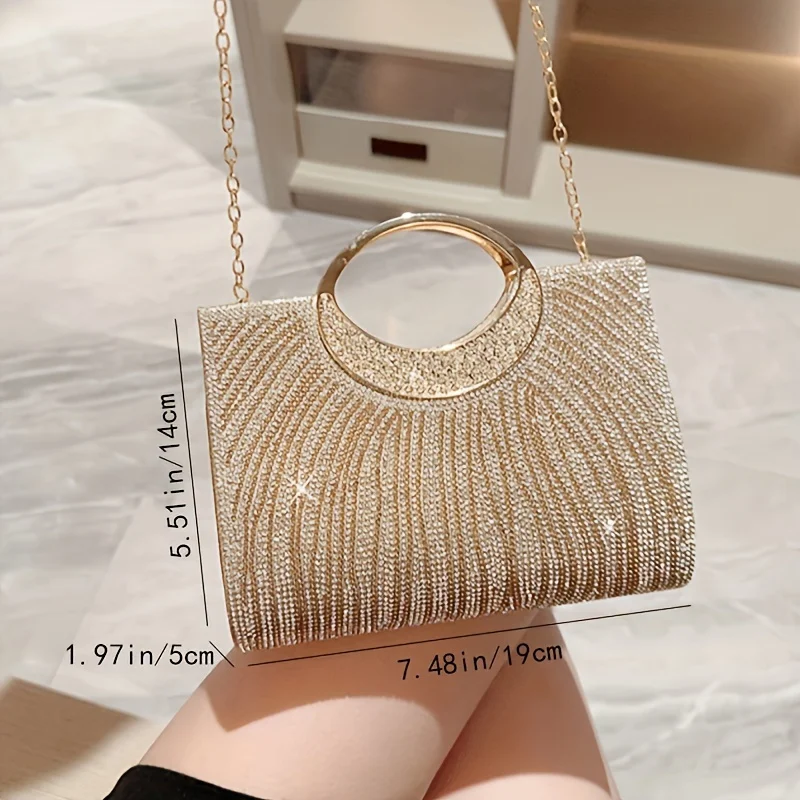 Fashion Clutch Bag with Magnetic Closure, Polyester Lining, No Wash, No Pattern, Perfect for Evening Party, Wedding, or Formal E