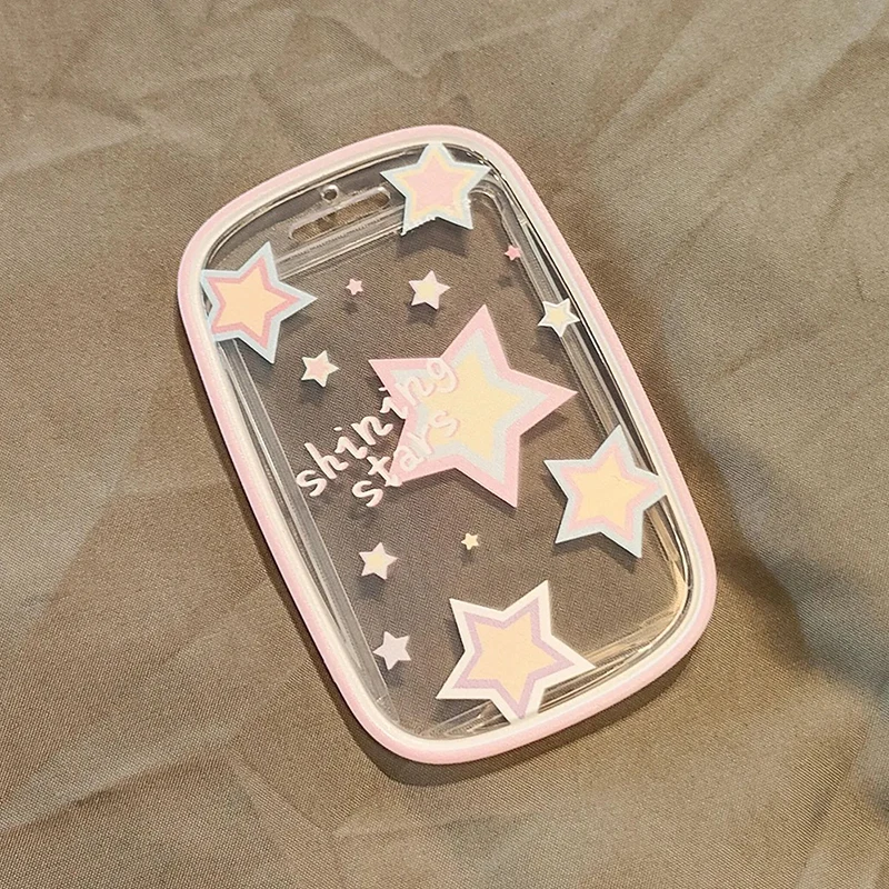 Soporte transparente para sesión fotográfica de estrellas brillantes, llavero, fundas para fotos, funda para tarjetas de autobús, Protector de fotos para estudiantes, 3 pulgadas