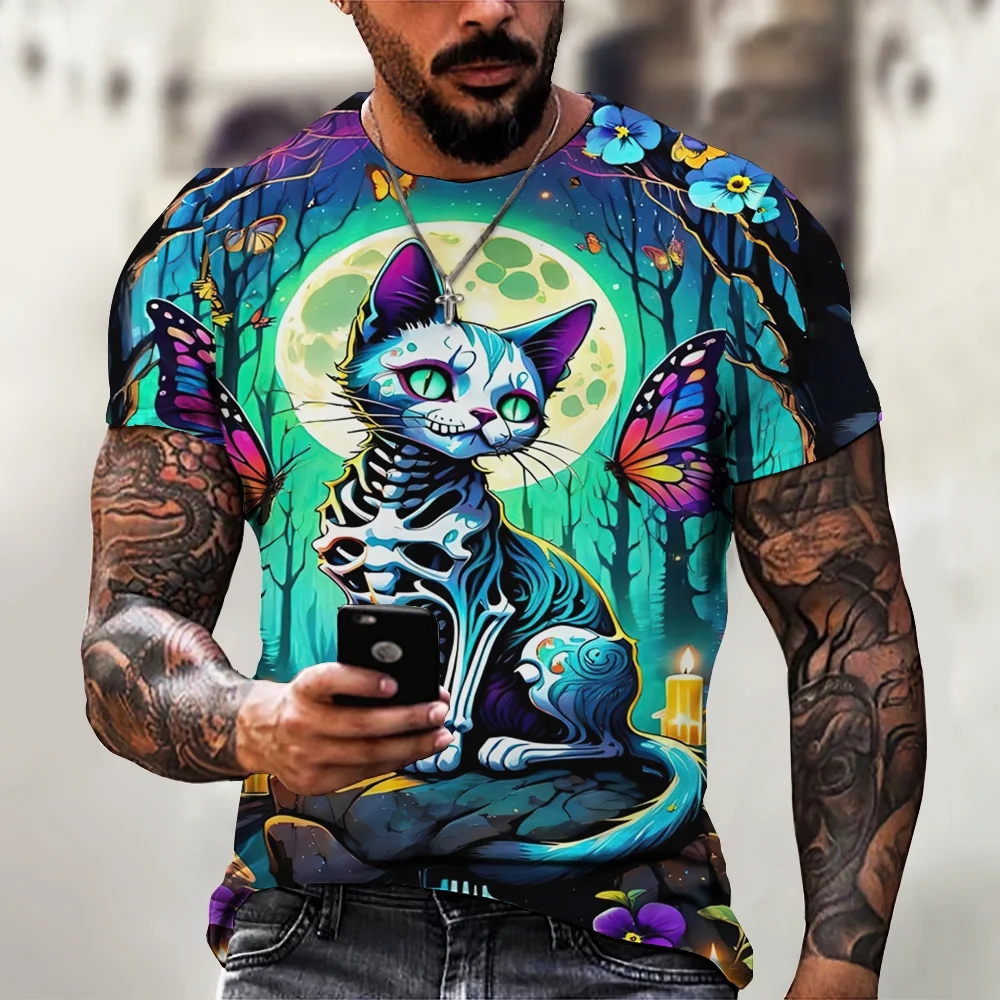 Dia De Los Muertos Men's T-shirt Y2k Outdoor Sports O Necek Pullover Streetwear Casual Short Sleeve Top Tee Oversized Clothing