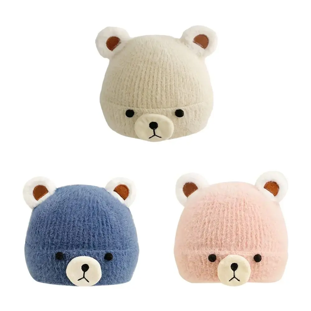 

Cute Soft Winter Warm Hats Windproof Korean Bonnet Caps Solid Color Ear Protection Beret Hat Toddler