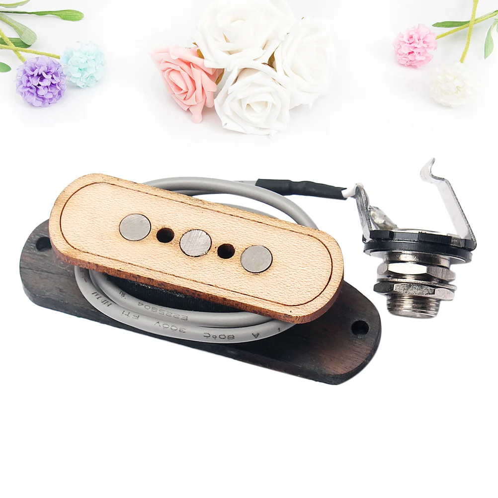 Pickup per chitarra Soundhole a tre corde e 3 poli in legno d'acero Sostituisci gli accessori musicali GMB501 Marrone chiaro