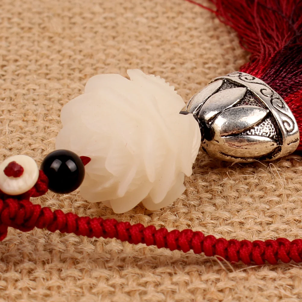 

Chinese Style Red Bodhi Lotus Beads Tassel Hanging Chain Keychain Phone Lanyard Mobile Strap Wallet Pendant Phone Hanging Chain