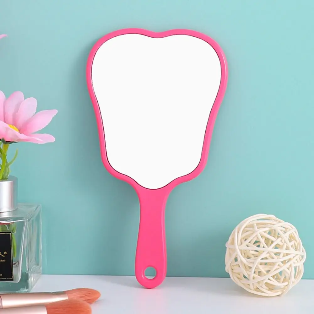 Multicolor Plastic Tooth-shaped Mirror High-definition Lightweight Handheld Sector Mirror Mini Portable Makeup Mirror Home Decor