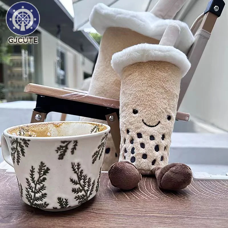 Coussin en peluche de tasse de thé au lait de perle de dessin animé mignon, jouet en peluche de beurre, simulé, nourriture, boisson, doux, oreiller, jouets pour enfants, cadeau d'anniversaire