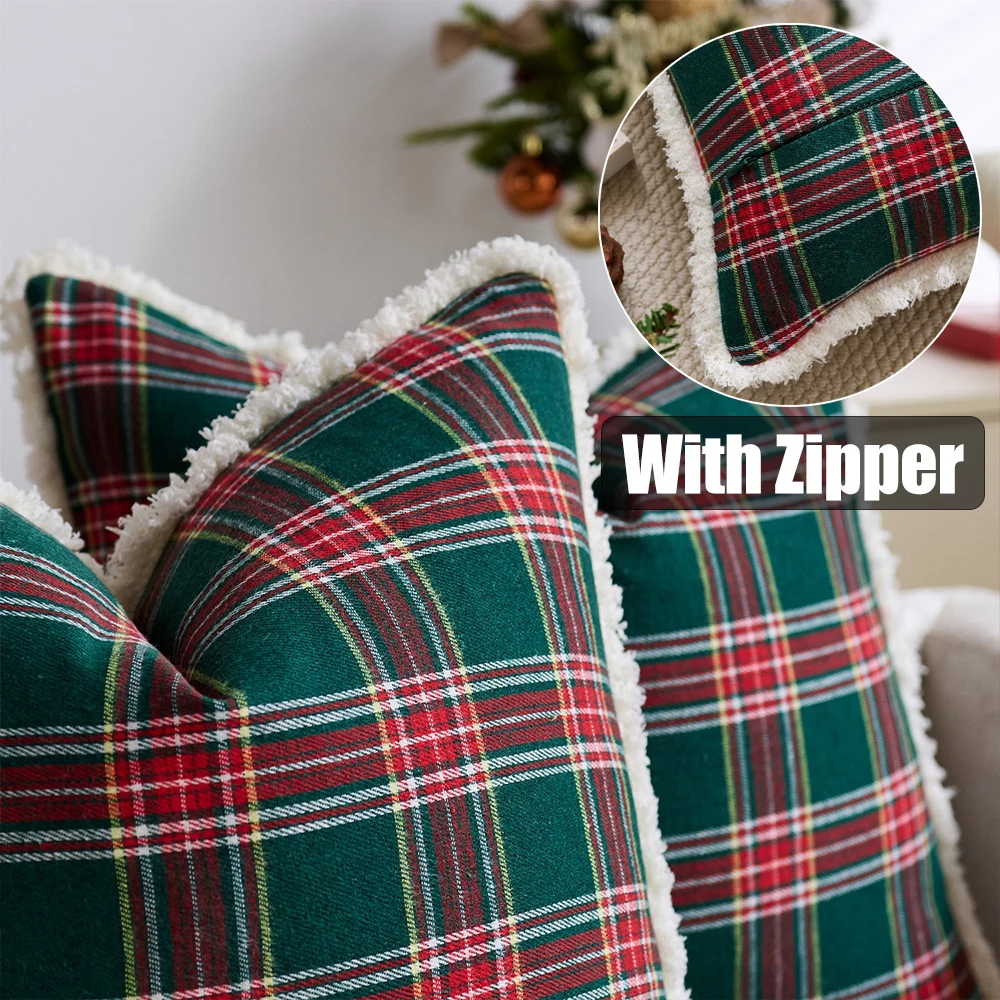 

Throw Pillow Cover 30x50/45x45CM Light Luxury Fluffy Cushion Covers 1/2pcs Set Christmas Red Green Waist Cushion Cover Deco Noel