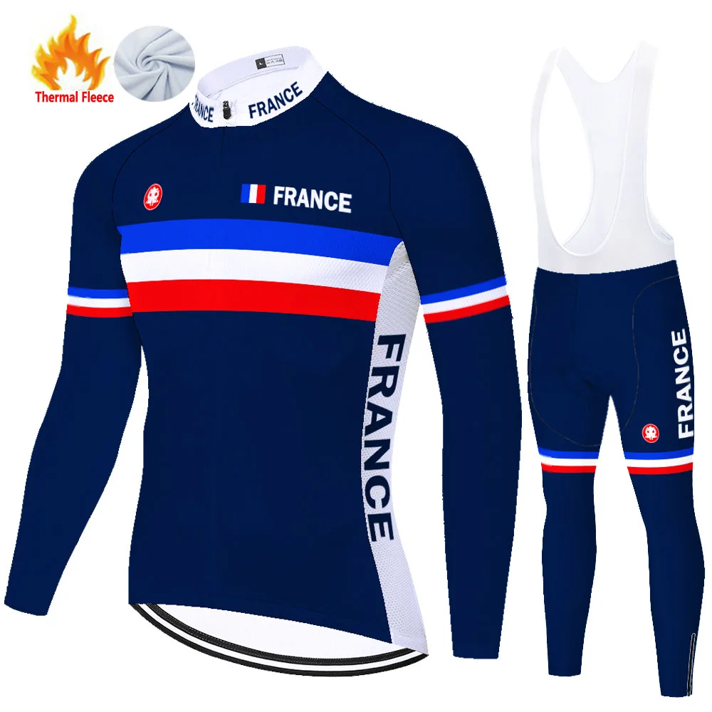 Maillot de Ciclismo Térmico de Invierno 2026 Francia España, Maillot de Ciclismo con Tirantes para Hombre, Ropa de Ciclismo, Maillot de Ciclismo, Ropa de Ciclismo para Hombre