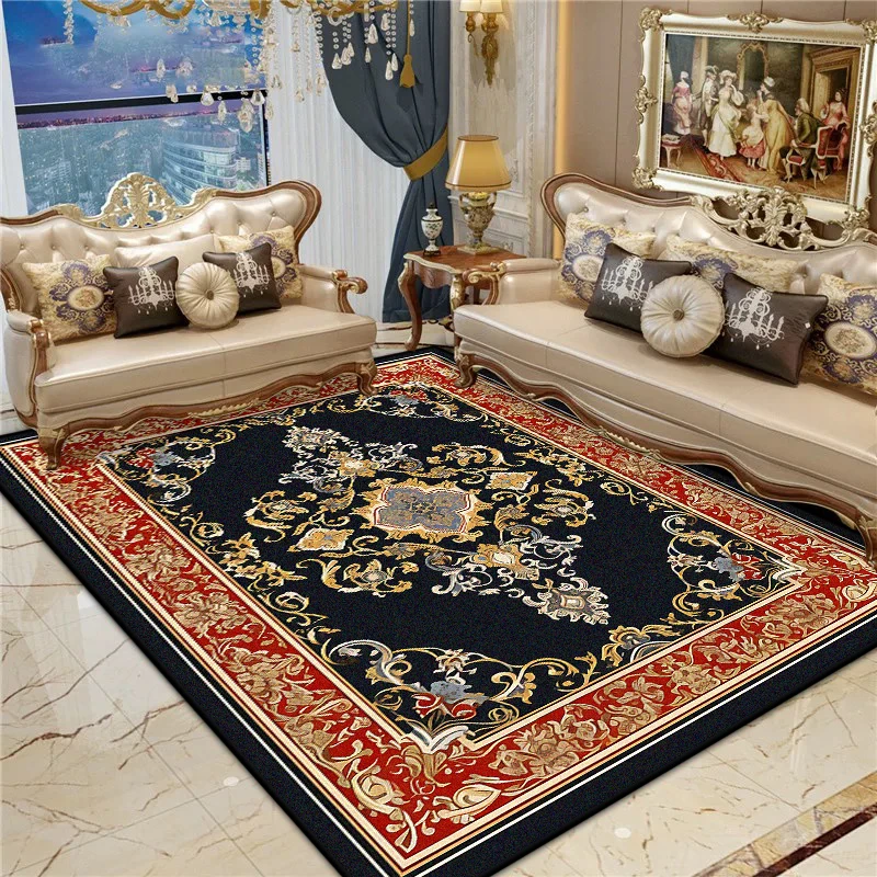 Luksusowe dywany w stylu europejskim do salonu o dużej powierzchni Łatwe czyszczenie Antypoślizgowy miękki dywan do sypialni Pogrubiona pluszowa mata podłogowa