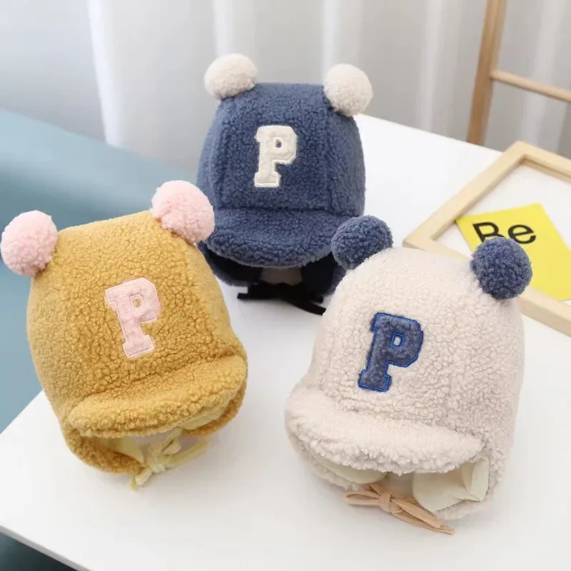 

Милая детская шапка, осенне-зимняя шапка с мультяшными ушками, мягкие плюшевые теплые шапки, детские шапочки для мальчиков и девочек, однотонные ветрозащитные шапки-ушанки, капот