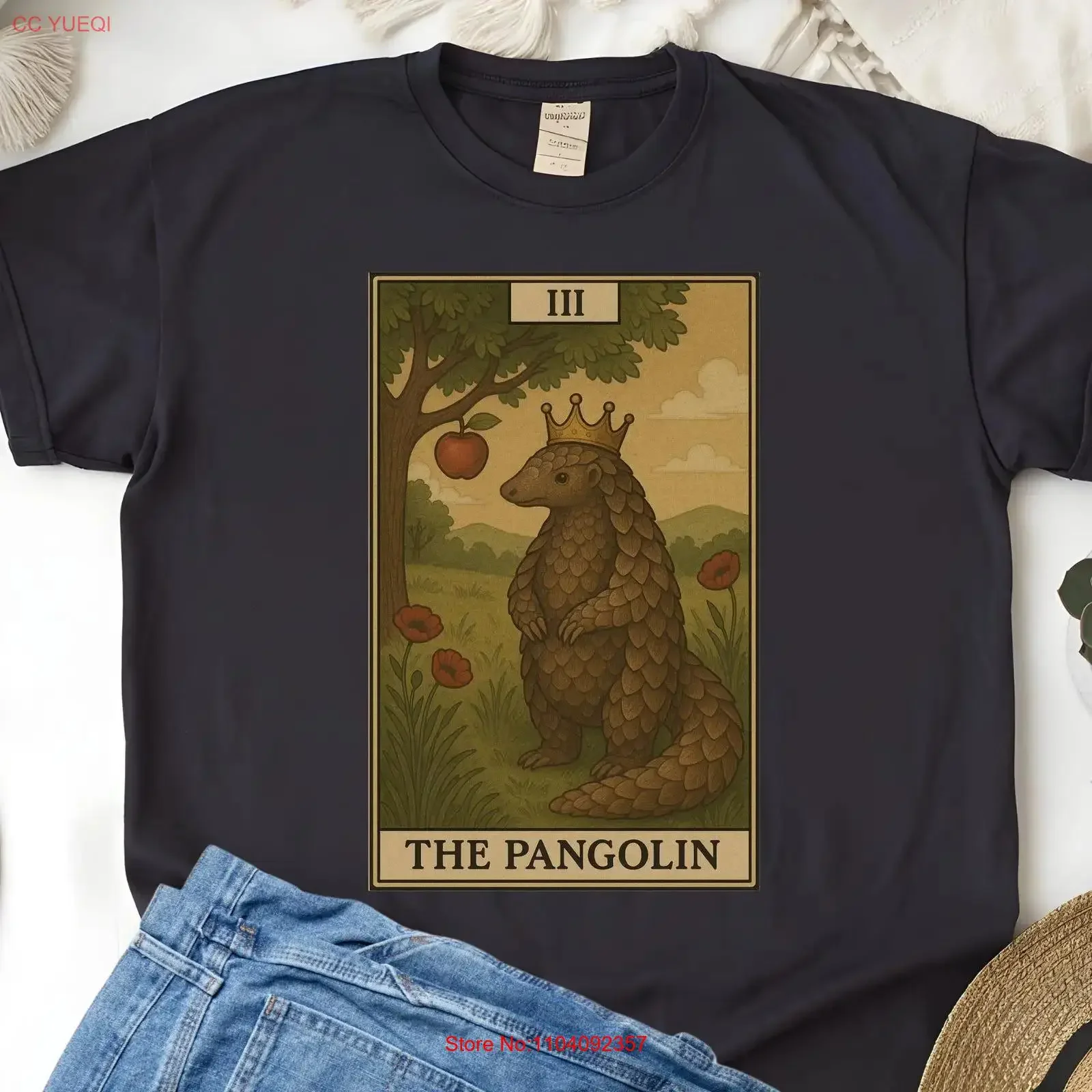 The Pangolin Tarot Card T Shirt Fun Witchy Clothing for Lovers Goblin Core Fashion Fantasy and Nature Enthusiasts vintage homme