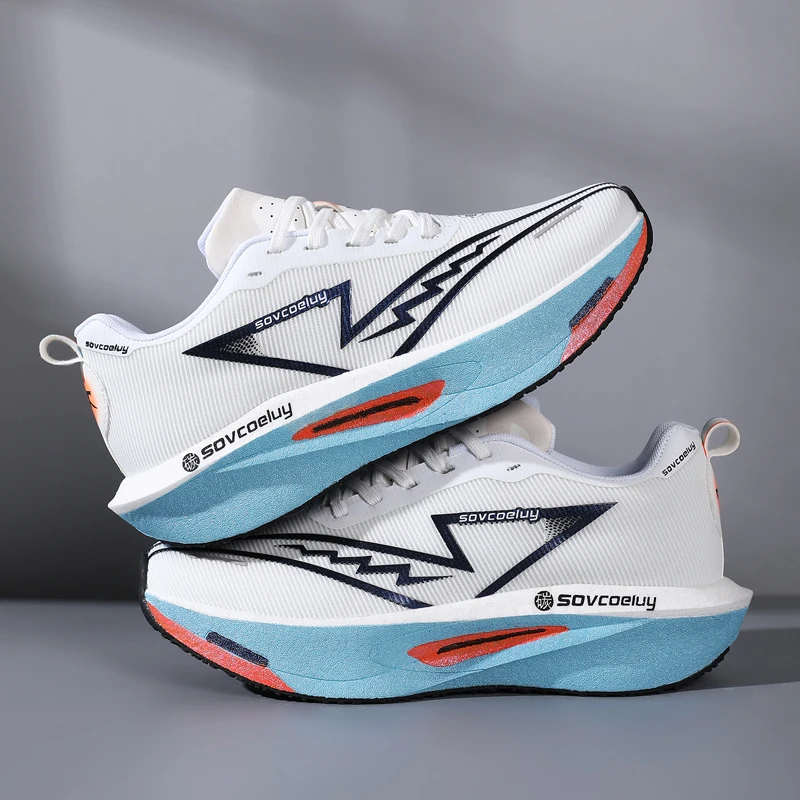 أحذية الجري الرجالية من الكربون، أحذية رياضية ماراثون رياضية قابلة للتنفس وخفيفة الوزن للنساء، أحذية رياضية مريحة مضادة للانزلاق