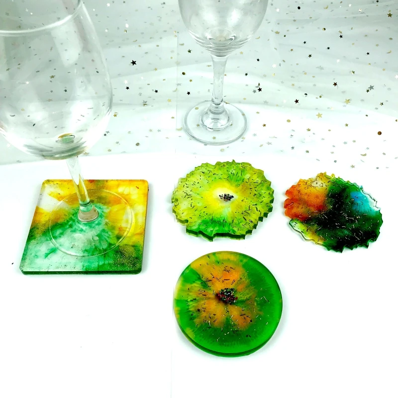 Round Square Cups Mat Resin Molds DIY Epoxy Resin Silicone Molds Coasters Moulds Drop shipping