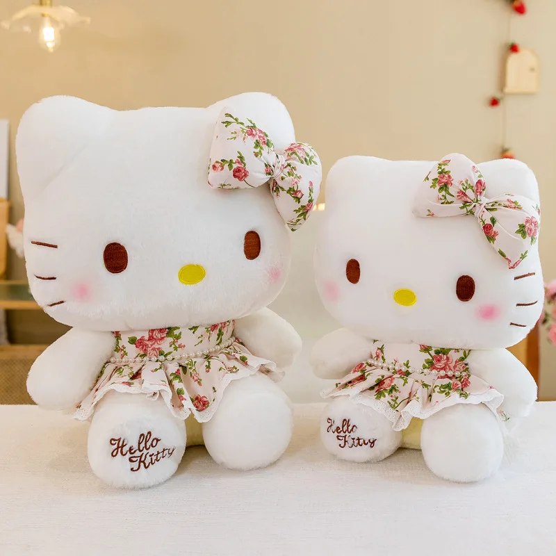 2024 New Floral Skirt Kitty Cat Girl Doll Plush Toy Cute Doll Children'S Birthday Gift Bedding Sofa Ornaments Wholesale  Sanrio