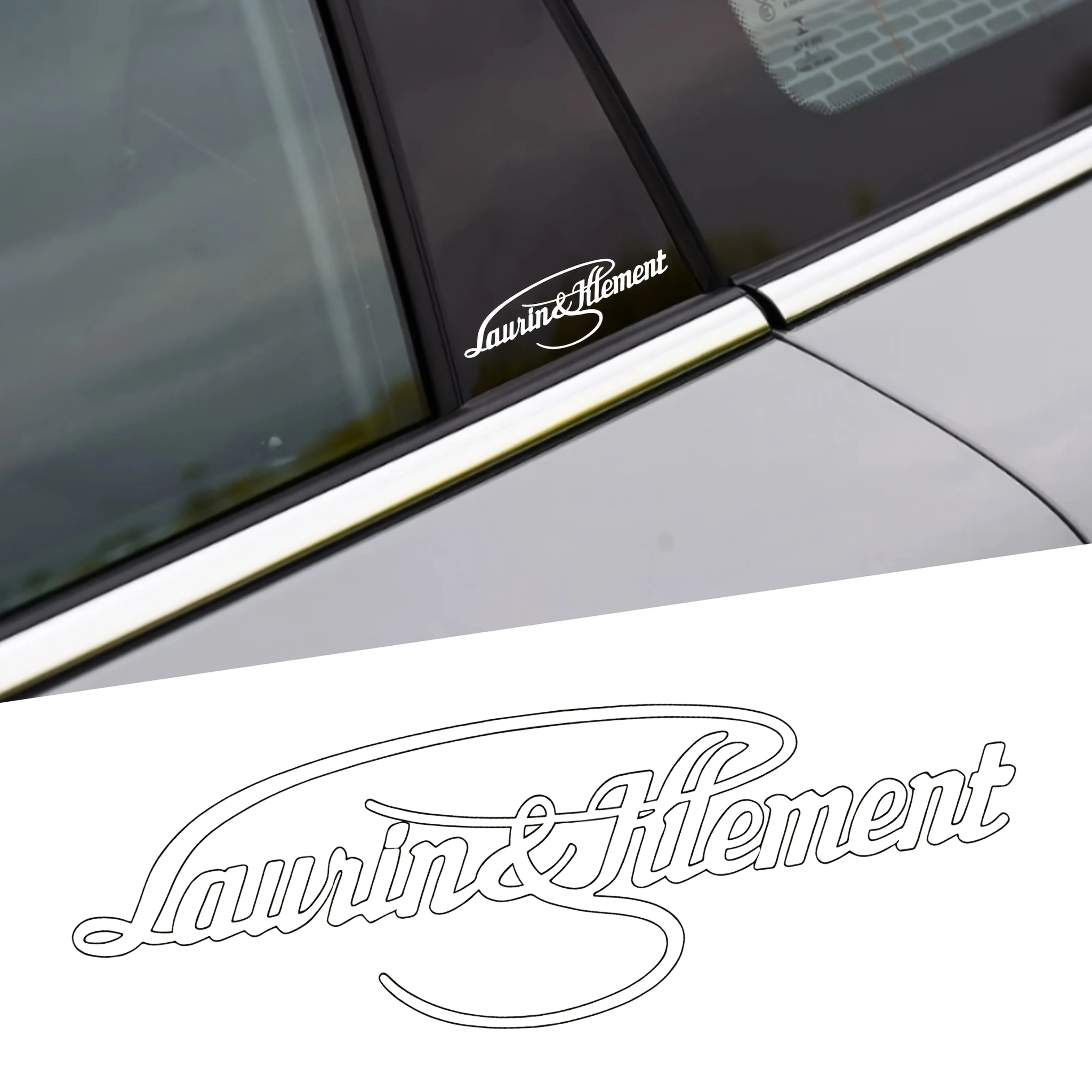 2PCS "Laurin & Klement" Retro Car Sticker, Elegant Script Decal for Car Body/Window, Add Classic Vibe to Your Automobile