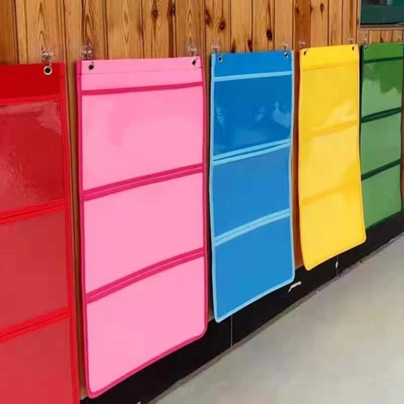Classroom Storage Bag Pocket Chart Haning Wall File for Kindergartens Cards Homework Drawing Picture Display